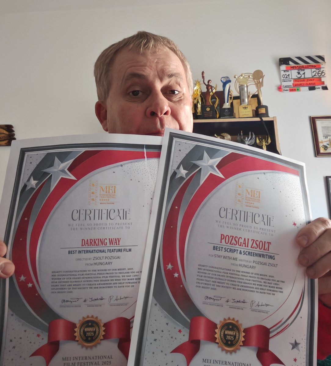 WINNER -MIFF 2025
------------------
DARKING WAY
Director- Zsolt Pozsgai
in Best Feature film [ INDIAN &amp; INTERNATIONAL], Best Actor
Hungary