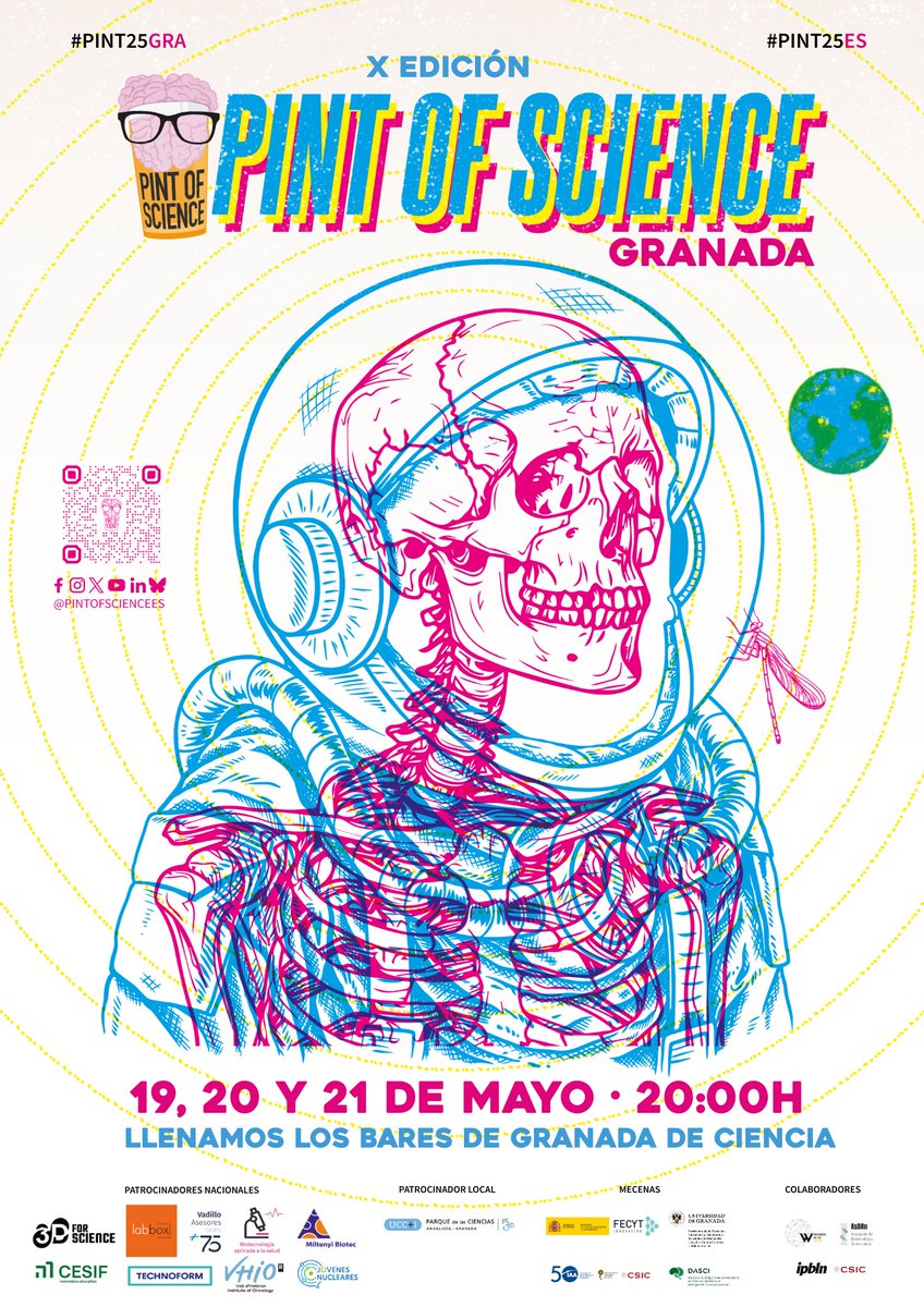 En mayo se celebrará el festival Pint of Science!

Durante tres días la ciencia llenará tres bares de Granada #Pint25GRA

🗓️ 19, 20 y 21 de mayo
⏰ 20:00 HR

#Pint25ES #Pint25 <a href="/pintofscienceES/">Pint of Science ES</a>