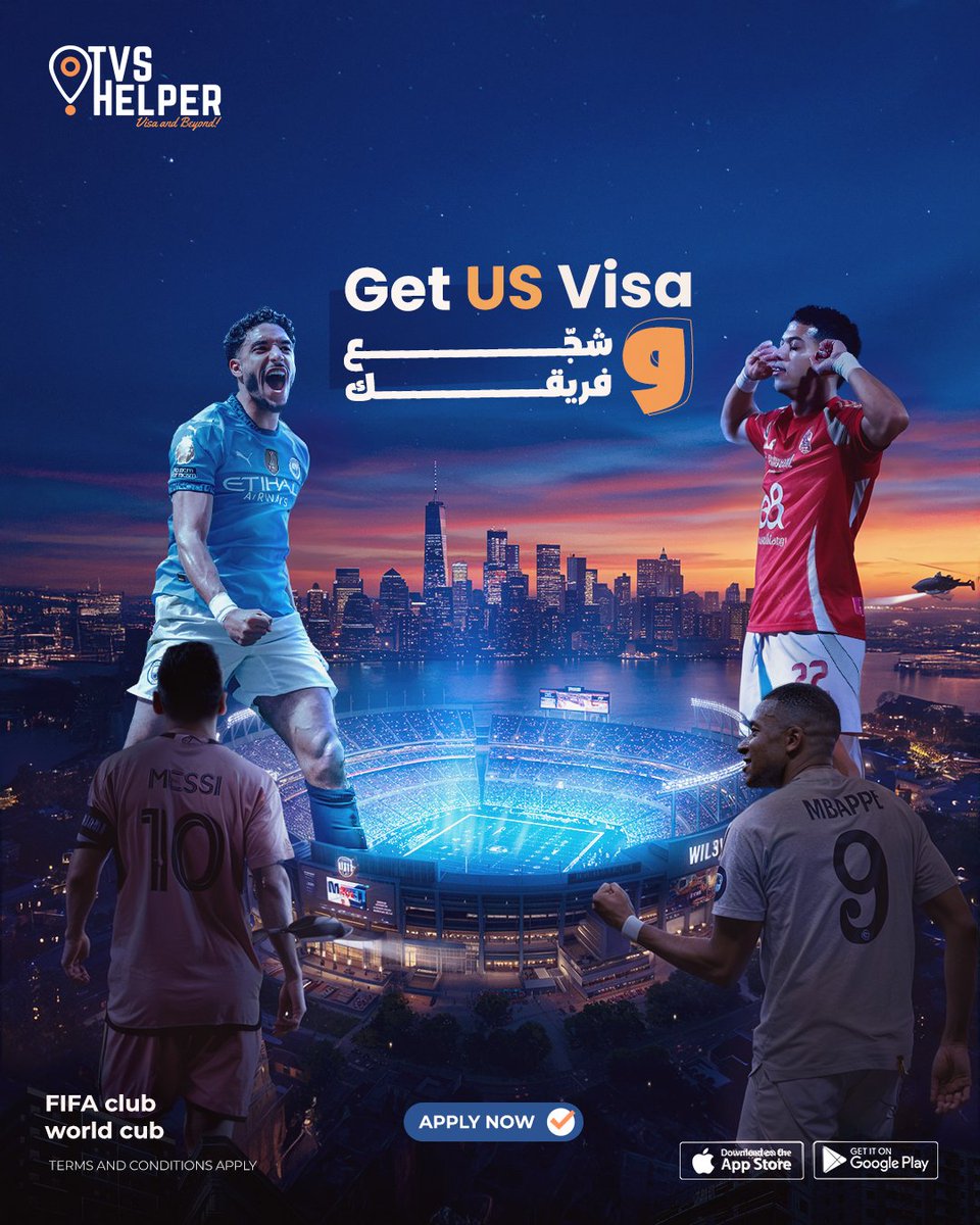 🏆🇺🇸Ready to support your team? Get your USA visa now.
Either it's renewal, New Visa or even Early Appointment; Just download our mobile application and request it.
Apply.Pack.Fly!
TVSHelper .. Easy Like Never Before!