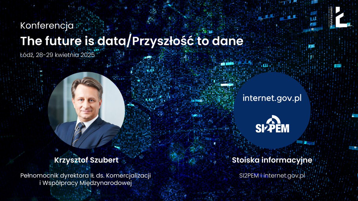 Instytut Łączności (@il_pib) on Twitter photo 🗓️ Konferencja „The Future is Data – Przyszłość to dane” już 28 i 29 kwietnia w #EC1 w Łodzi!
Wydarzenie organizowane przez <a href="/CYFRA_GOV_PL/">Ministerstwo Cyfryzacji</a> w ramach polskiej prezydencji w Radzie Unii Europejskiej zgromadzi ekspertów z całej Europy, którzy będą rozmawiać o tym, jak dane kształtują 🗓️ Konferencja „The Future is Data – Przyszłość to dane” już 28 i 29 kwietnia w #EC1 w Łodzi!
Wydarzenie organizowane przez <a href="/CYFRA_GOV_PL/">Ministerstwo Cyfryzacji</a> w ramach polskiej prezydencji w Radzie Unii Europejskiej zgromadzi ekspertów z całej Europy, którzy będą rozmawiać o tym, jak dane kształtują