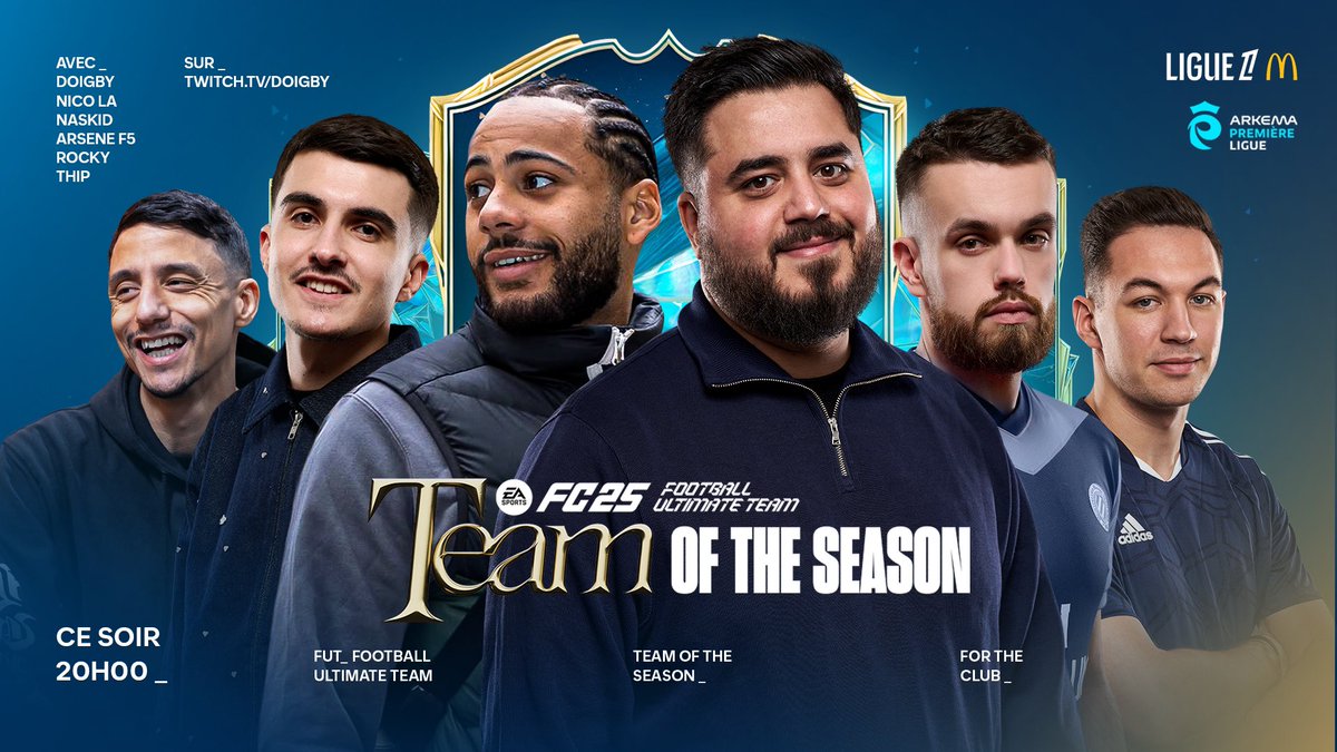 Doigby (@doigby) on Twitter photo Ce soir c’est l’arrivée de la #TOTS sur #FC25 🤩
On sera là à 20h00 pour les tester et en débattre avec <a href="/Vitality_RocKy/">Corentin Chevrey</a>, <a href="/naskidlive/">NASKID</a>, <a href="/ArseneF5/">AF5</a>, <a href="/ThipOff/">Thip</a> et <a href="/Nico_tine84/">Nico-là</a> ! ⚽️
Collaboration commerciale @easportsfc <a href="/easportsfcfr/">EA SPORTS FC France</a> Ce soir c’est l’arrivée de la #TOTS sur #FC25 🤩
On sera là à 20h00 pour les tester et en débattre avec <a href="/Vitality_RocKy/">Corentin Chevrey</a>, <a href="/naskidlive/">NASKID</a>, <a href="/ArseneF5/">AF5</a>, <a href="/ThipOff/">Thip</a> et <a href="/Nico_tine84/">Nico-là</a> ! ⚽️
Collaboration commerciale @easportsfc <a href="/easportsfcfr/">EA SPORTS FC France</a>