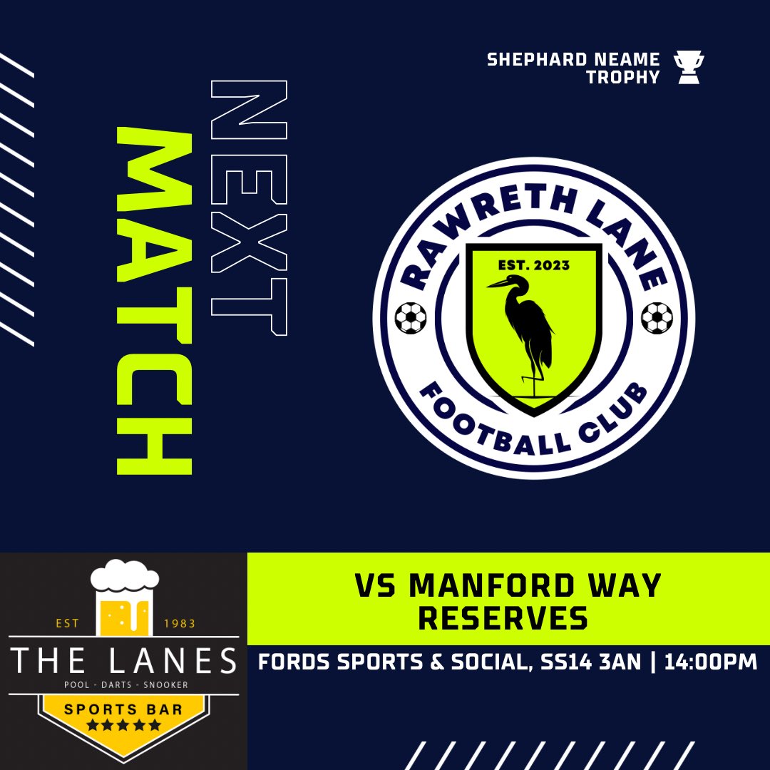 NEXT MATCH
The Lane host <a href="/ManfordWayRes/">Manford Way Reserves</a> this weekend, both sides will be looking to book their place in the semi-finals of the Shephard Neame Trophy.
#TheHerons #UpTheLane