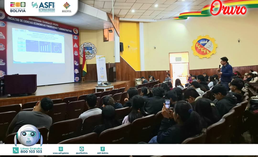 En el auditorio de postgrado de la Universidad Tecnica de #Oruro, estudiantes de la facultad de Ciencias Económicas Financieras y Administrativas recibieron talleres de educación financiera por parte de ASFI, BCB, BBV, UIF y APS quienes impartieron sus conocimientos 

#ASFIEduca