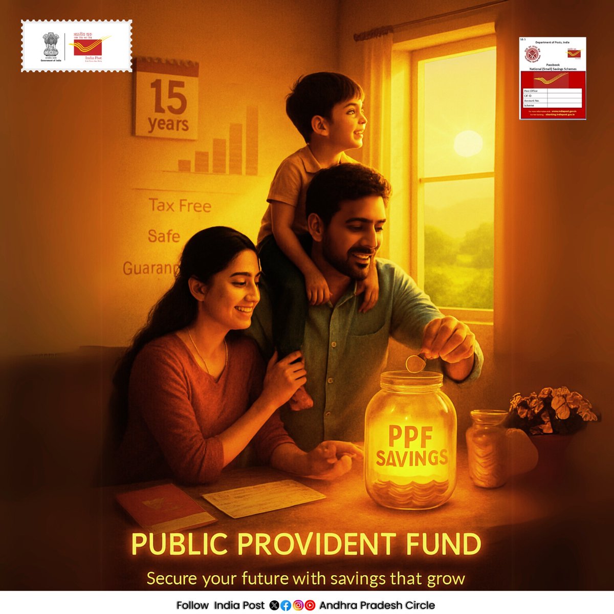 appostalcircle's tweet image. 👨‍👩‍👧‍👦 One coin. One jar. A lifetime of security.
Your dreams deserve more than just wishes — they deserve guaranteed growth.

💰 Open your PPF Account with India Post today and watch your future bloom. 🌱
#TaxFree | #Safe | #Guaranteed