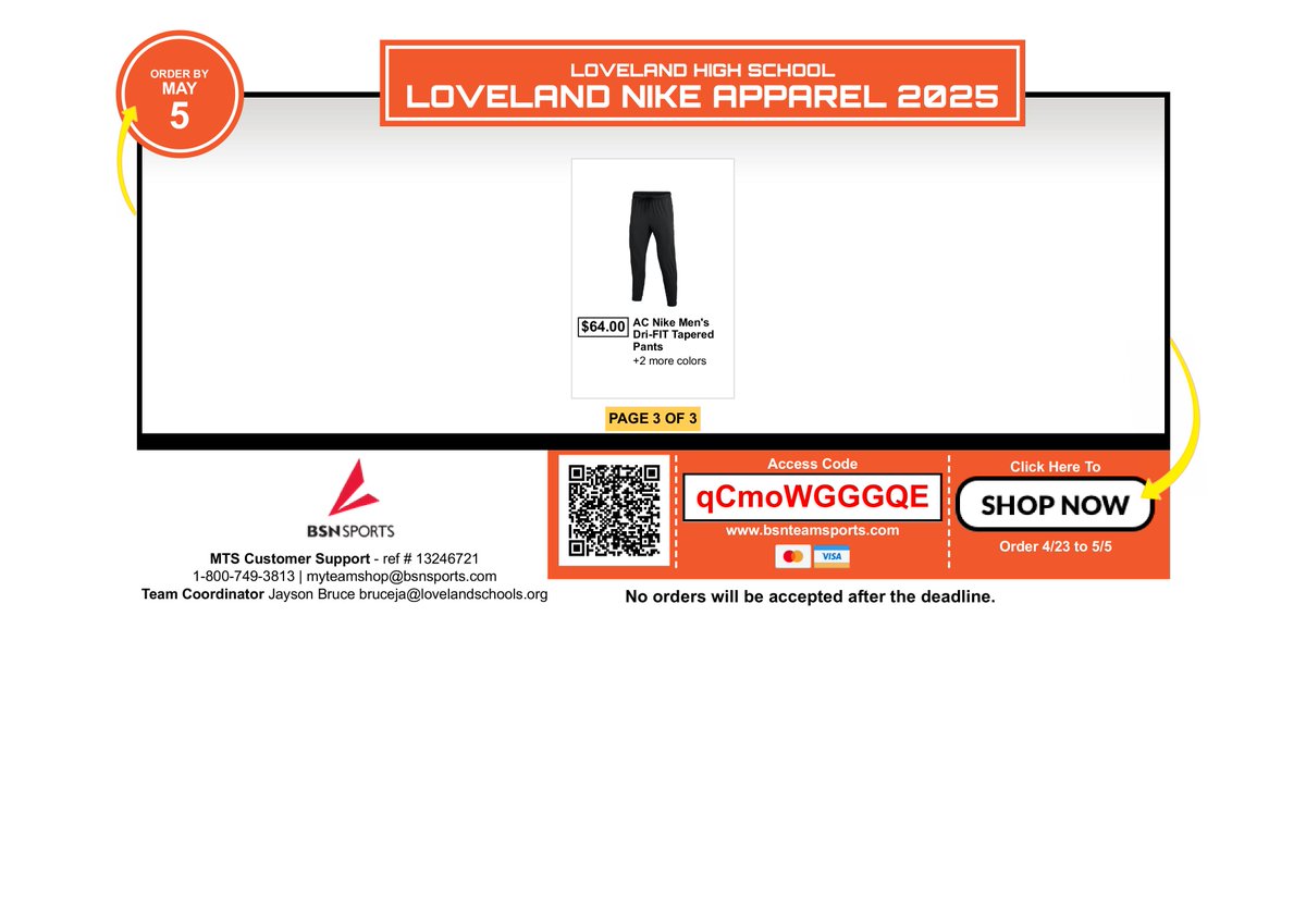 Jayson Bruce (@lhstigerad) on Twitter photo Nike and BSN have just released their new limited edition line and we have access to them! Head over to bsnteamsports.com/shop/qCmoWGGGQE to check them out! <a href="/Loveland_AsstAD/">Shayne Lyons</a> <a href="/LABTigers/">Loveland Athletic Boosters</a> <a href="/LovelandTigers/">Loveland Tigers</a> <a href="/LMS_TigersAD/">Loveland Middle School Athletics</a> Store closes on Friday, May 2nd. Orders will be delivered to your home. Nike and BSN have just released their new limited edition line and we have access to them! Head over to bsnteamsports.com/shop/qCmoWGGGQE to check them out! <a href="/Loveland_AsstAD/">Shayne Lyons</a> <a href="/LABTigers/">Loveland Athletic Boosters</a> <a href="/LovelandTigers/">Loveland Tigers</a> <a href="/LMS_TigersAD/">Loveland Middle School Athletics</a> Store closes on Friday, May 2nd. Orders will be delivered to your home.