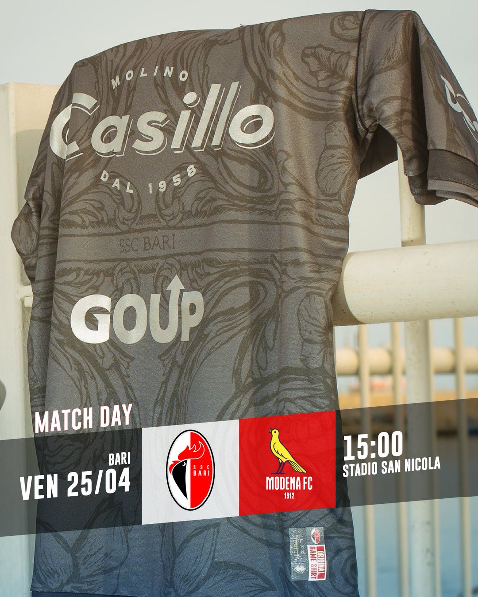 sscalciobari's tweet photo. ⚪🔴🐔 MATCH DAY • #BariModena
Match sponsor GRANORO 
🗓 venerdì 25 aprile
⚽️ ore 15:00
🏟 stadio San Nicola
🕠 apertura porte 13:00
✅ È possibile acquistare i biglietti fino a inizio gara nei punti vendita Ticketone e online su https://t.co/gIxolvbzjh https://t.co/V1BwgPpHBe