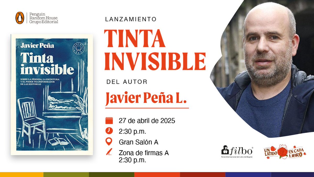 Javier Peña López (@javierpenalopez) on Twitter photo Bogotá!, el domingo a las 14:30 estaré presentando Tinta Invisible en <a href="/FILBogota/">FeriadelLibroBogotá</a>. Ojalá vernos por allá 🇨🇴 Bogotá!, el domingo a las 14:30 estaré presentando Tinta Invisible en <a href="/FILBogota/">FeriadelLibroBogotá</a>. Ojalá vernos por allá 🇨🇴