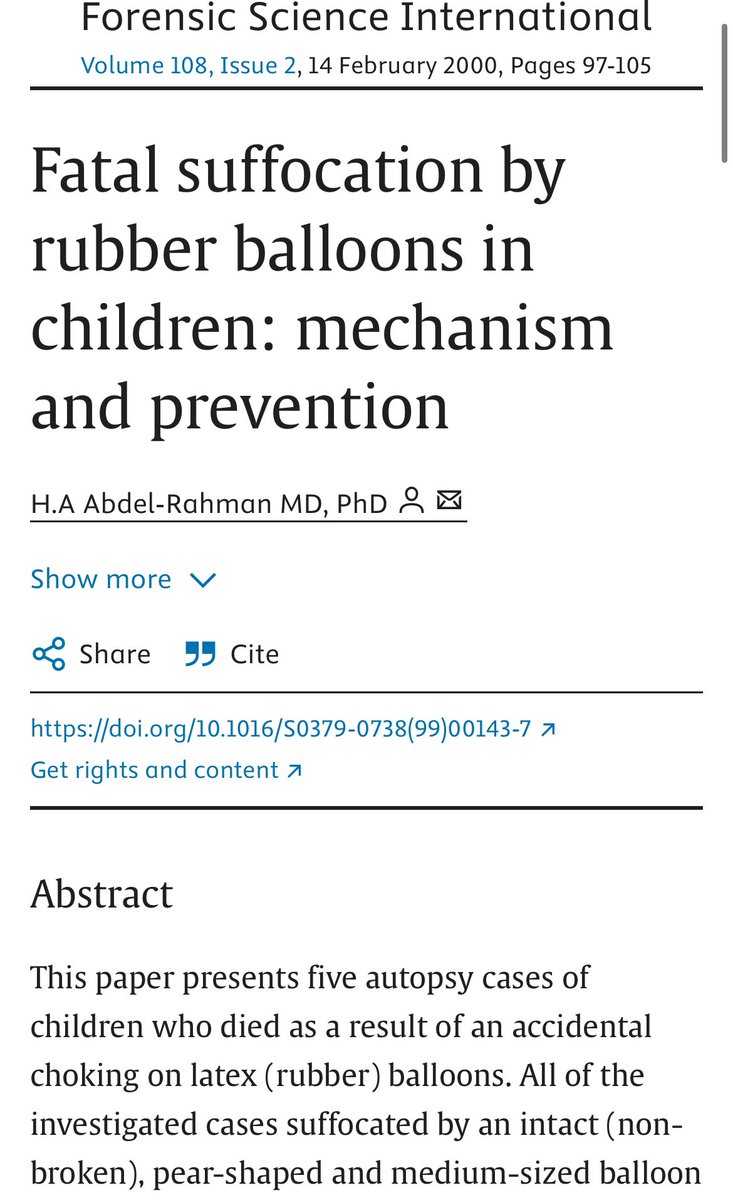 🎈🚫Los globos son una de las principales causas de asfixia fatal en niños, ya que pueden ser inhalados fácilmente y bloquear las vías respiratorias.

➡️Los niños &lt;de 3 años NO deben jugar con globos
➡️Los niños de 4 a 8 solo con supervisión
🚨NUNCA GLOBOS EN GUARDERÍAS/KINDER