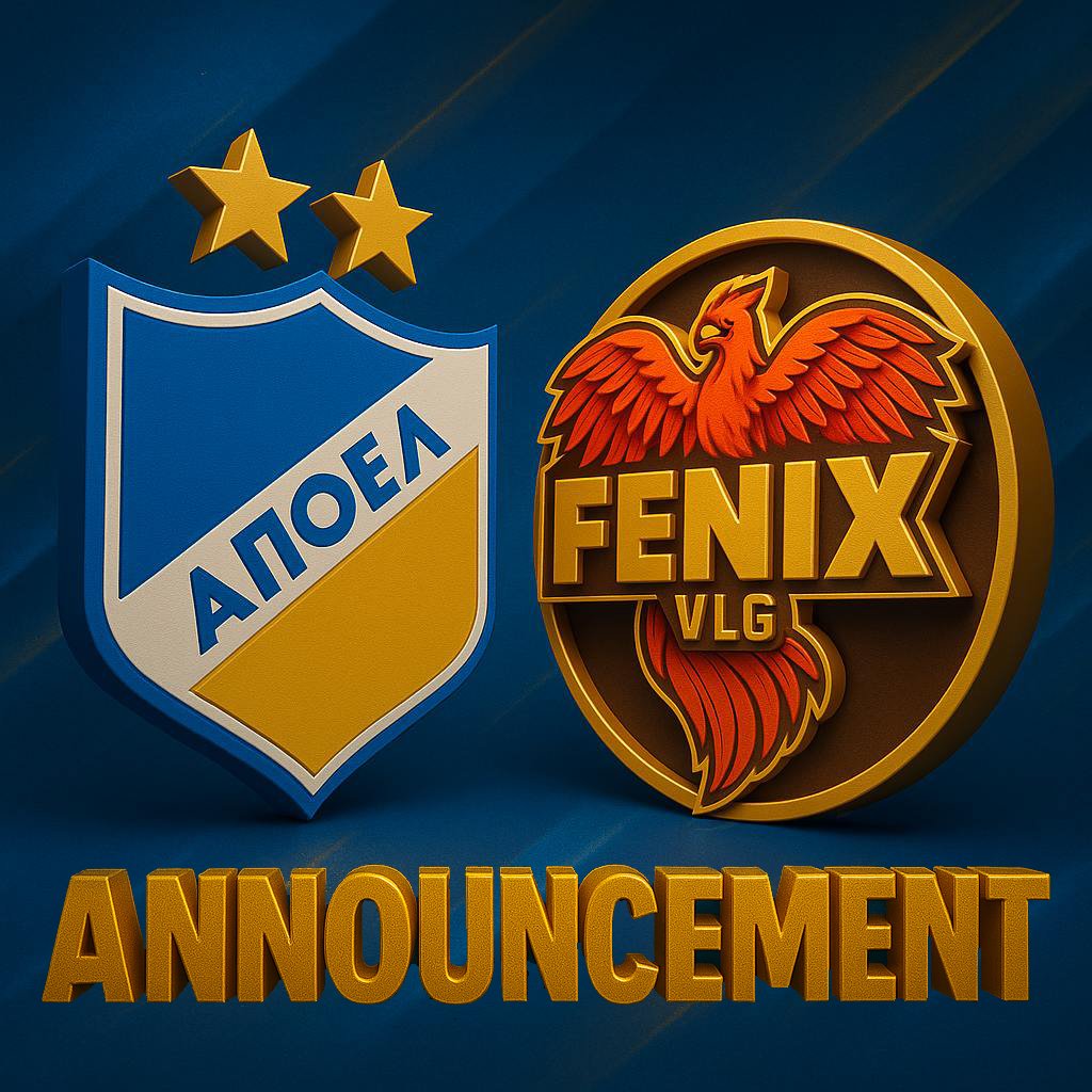 ℹ️ Official Statement: APOEL FC ESPORTS  and VLG FENIX Merger

APOEL FC ESPORTS  is proud to announce the official merger with VLG FENIX, marking a significant step forward in the club’s ongoing growth and strategic development.
