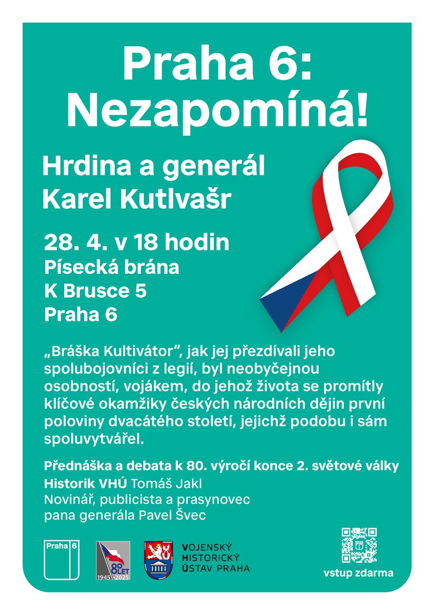 Již v pondělí se v Písecké bráně uskuteční první ze série přednášek, které Praha 6 připravila v rámci oslav 80. výročí konce druhé světové války. První z nich bude věnována životu a odkazu generála Karla Kutlvašra, významné osobnosti československé historie a Pražského povstání.