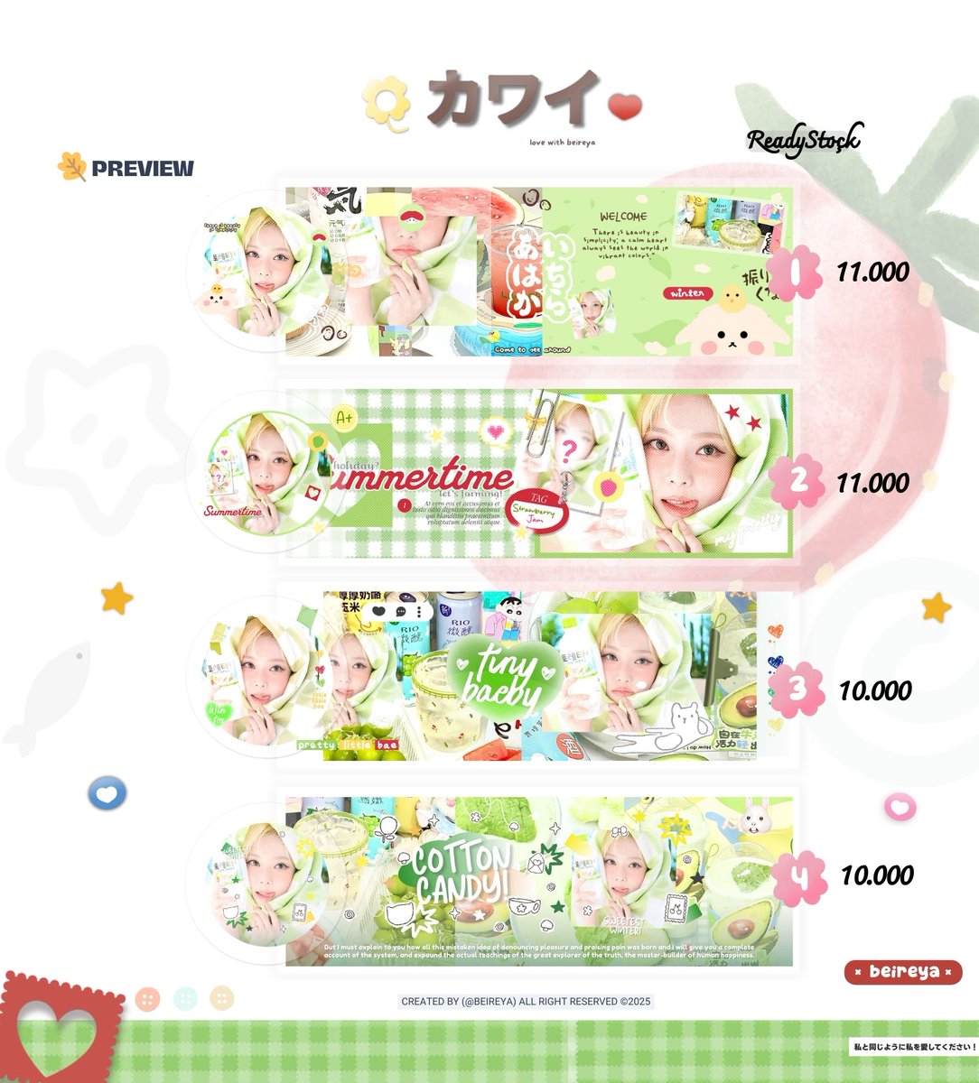 beireya's tweet image. Help repost ? Thank you~!! 

Haloo! aku bawa layout ready stock ready stock WINTER yang bisa take sekarang juga,  jika berminat ? bisa jemput melalui dm ya harga sudah tertera di pict 🤗 

Yuk jajan disini 🙇🏻 mt@ after dm ya

avail for GA n Sponsor
#zonauang #zonajajan