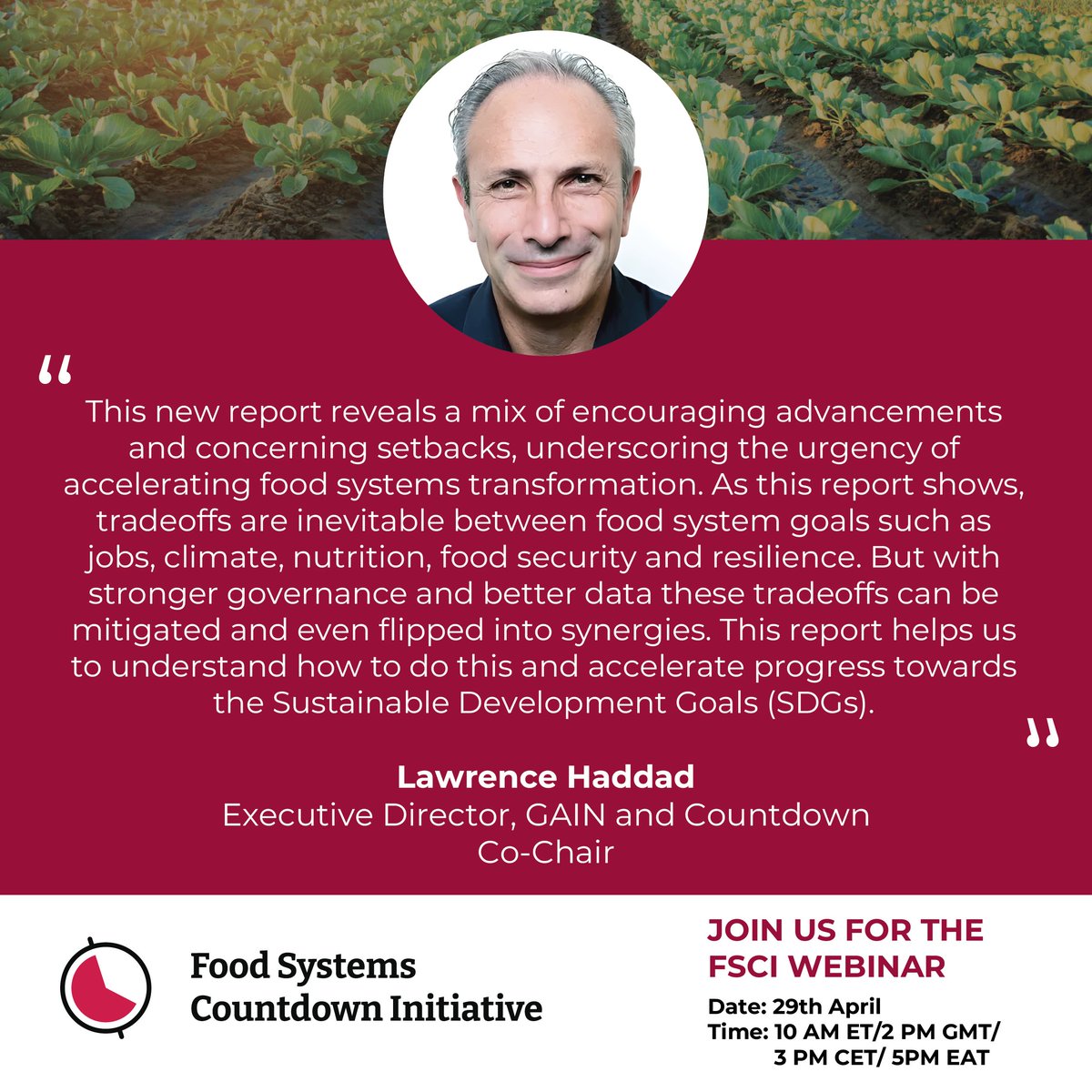 Have you saved your spot yet?  
 
🗓️ Date: 29 April 2025 
🕒 Time: 10:00 ET | 13:00 GMT | 17:00 EAT 
🔗 Register now: bit.ly/4jdsq5V
📘 Learn more: bit.ly/42r7EtV 

 All the tough questions are allowed!
#FoodSystemsCountdown #TrackingFoodSystems