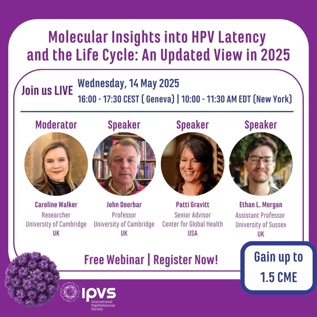Discover the latest molecular insights into the HPV life cycle and latency mechanisms, and learn how they can advance your research and practice.  

Mark your calendar for next month's educational webinar!  

📅 Wednesday, 14 May 
Register➡️bit.ly/42s1edV
#HPV #Webinar