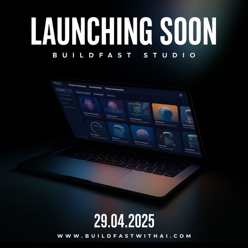 Build Fast with AI (@buildfastwithai) on Twitter photo 🚀 Imagine building with superpowers. Now stop imagining.
BuildFast Studio is here. 💻⚡️
A powerful suite of GenAI tools to build smarter, faster — no limits.
🔗 Launching April 29 on <a href="/ProductHunt/">Product Hunt 😸</a>
👉 buildfastwithai.com
#BuildFast #GenAI #AItools #LaunchDay #ProductHunt 🚀 Imagine building with superpowers. Now stop imagining.
BuildFast Studio is here. 💻⚡️
A powerful suite of GenAI tools to build smarter, faster — no limits.
🔗 Launching April 29 on <a href="/ProductHunt/">Product Hunt 😸</a>
👉 buildfastwithai.com
#BuildFast #GenAI #AItools #LaunchDay #ProductHunt