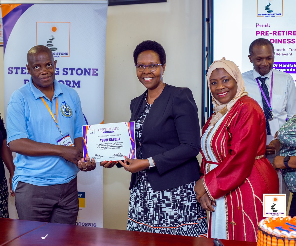DrHanifahSeng's tweet photo. Proud moments from last month’s Mulago Pre-Retirement Training
Certificates awarded by Dr. Rosemary Byanyima (ED, Mulago Hospital) & me CEO at @SteppingSt74385
Empowering staff for life beyond work
#RetirementReady #SteppingStonePlatform https://t.co/YLyXXaBq5e
