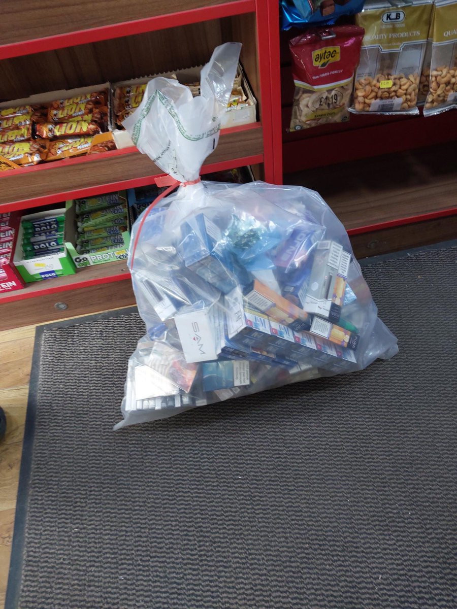 Corby officers have been busy supporting a Trading Standards operation in the Town Centre.
A massive amount of illegal cigarettes and vapes were seized using local intel.
If you have any info on this please call 101 <a href="/CrimestoppersUK/">Crimestoppers</a> 
<a href="/WillowPlaceCorb/">Corby Town Shopping & Willow Place</a> 
<a href="/DanPickard3/">Dan Pickard</a>