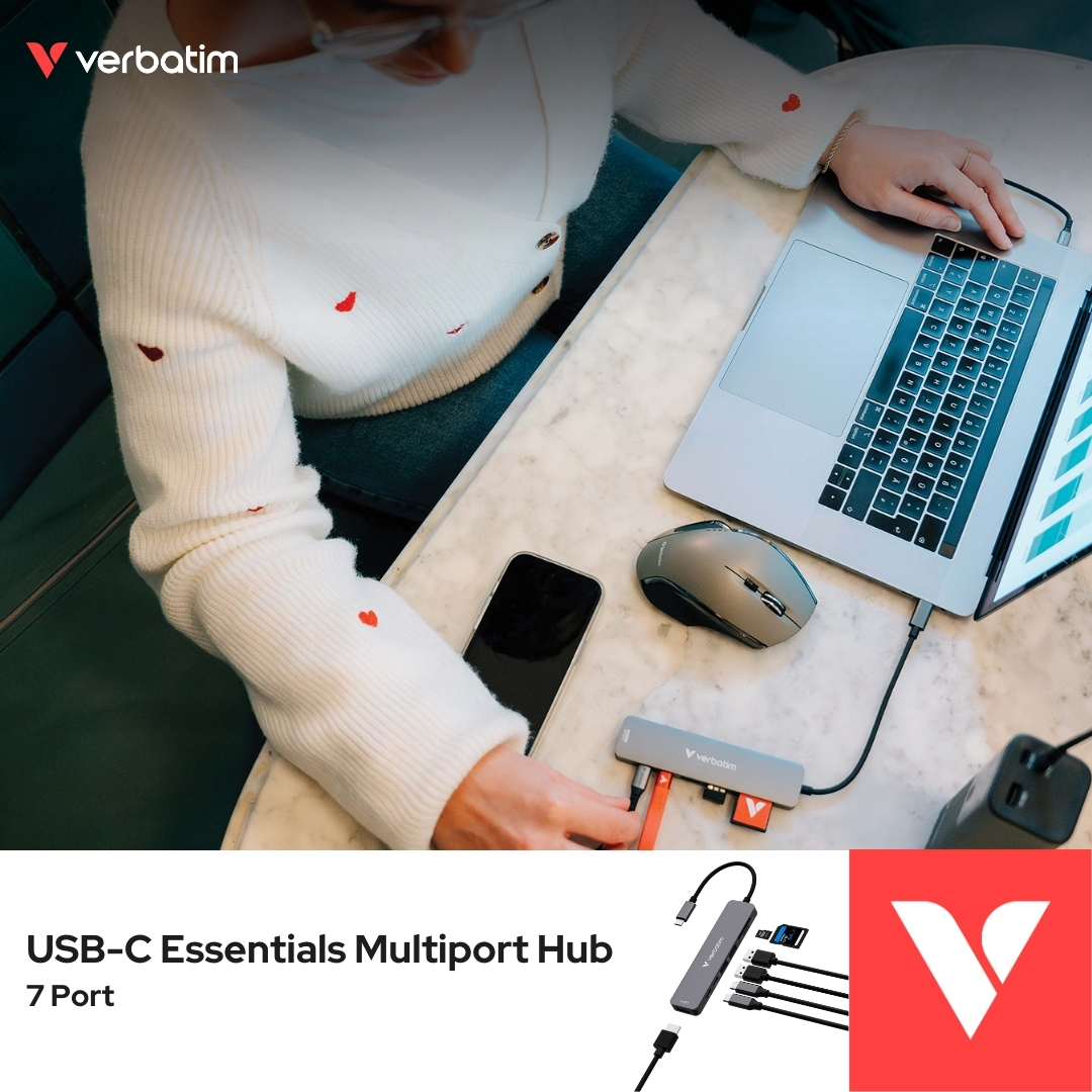 usverbatim's tweet image. More ports, more possibilities! Our 7-Port USB-C Hub gives you maximum connectivity for all your devices—from USB drives to peripherals and more. Your workstation just leveled up!

#AnywhereEveryday #USBCHub #MultiportHub #USBC