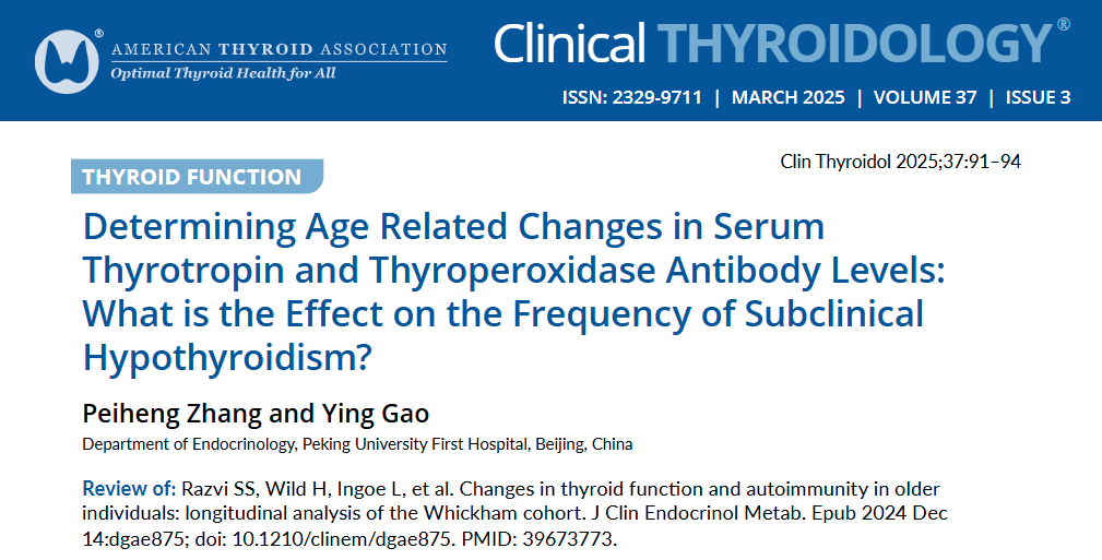 Clinical Thyroidology (@clinicalthyroid) on Twitter photo Data from UK population evaluates how #TPO antibody and #TSH vary with age & how this effects the diagnosis of #SubclinicalHypothyroidism. Dr. Gao reviewed this study from #JCEM. Read now.
ow.ly/6hbF50VyqHp
#medtwitter #endotwitter #thyroid #hypothyroidism <a href="/TheEndoSociety/">Endocrine Society</a> Data from UK population evaluates how #TPO antibody and #TSH vary with age & how this effects the diagnosis of #SubclinicalHypothyroidism. Dr. Gao reviewed this study from #JCEM. Read now.
ow.ly/6hbF50VyqHp
#medtwitter #endotwitter #thyroid #hypothyroidism <a href="/TheEndoSociety/">Endocrine Society</a>
