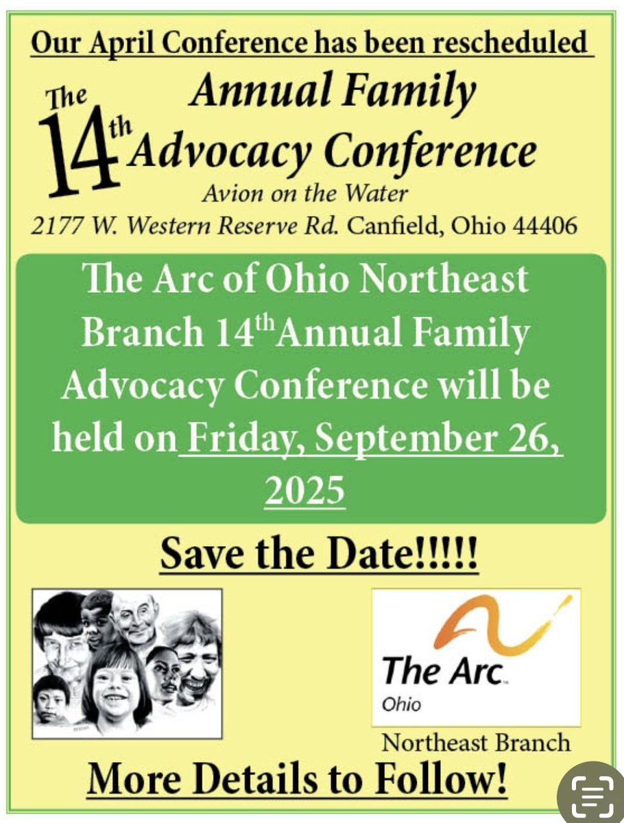 MahoningDD's tweet photo. A Save-the-Date reminder - the Arc Conference will be in SEPTEMBER this year.  So don't look for it this spring. https://t.co/DRkcKB259I