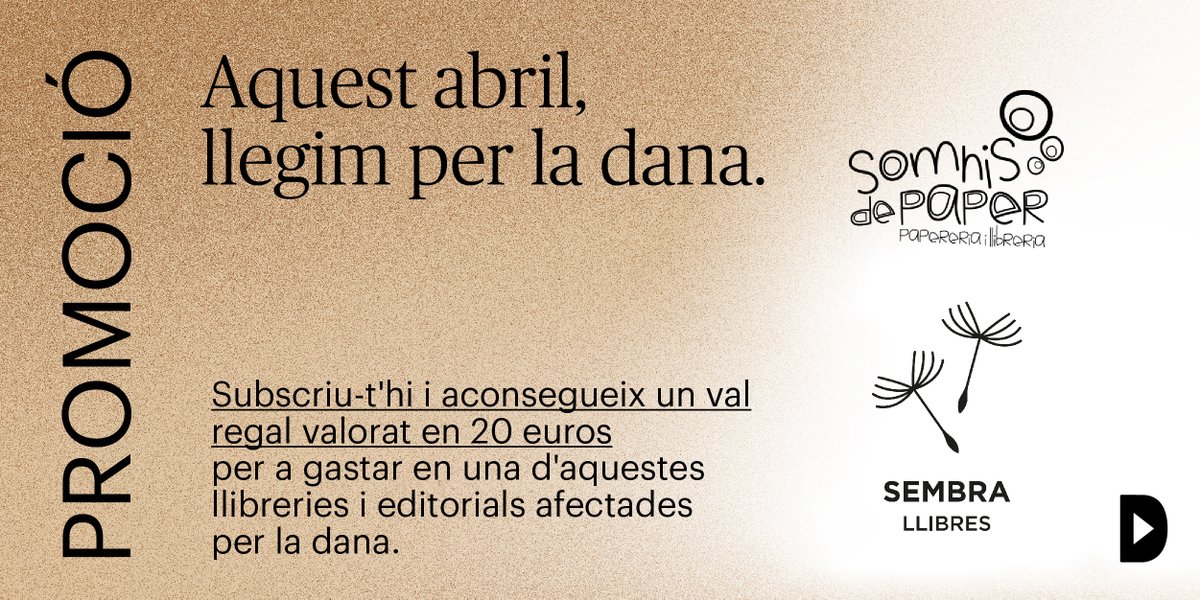La_Directa's tweet photo. @SomnisPaper @SembraLlibres 🗞 Subscriu-te ara a la Directa i aconsegueix 20 euros per gastar a:

👉 @SomnisPaper https://t.co/kU9EnuoPC1
👉 @SembraLlibres https://t.co/AFtrC69R7n

🙌 Recupera el número especial sobre la dana ‘A primera línia de riuada’ a la #Directa584 https://t.co/nVAkeOztLx https://t.co/fJHDnpE5xy