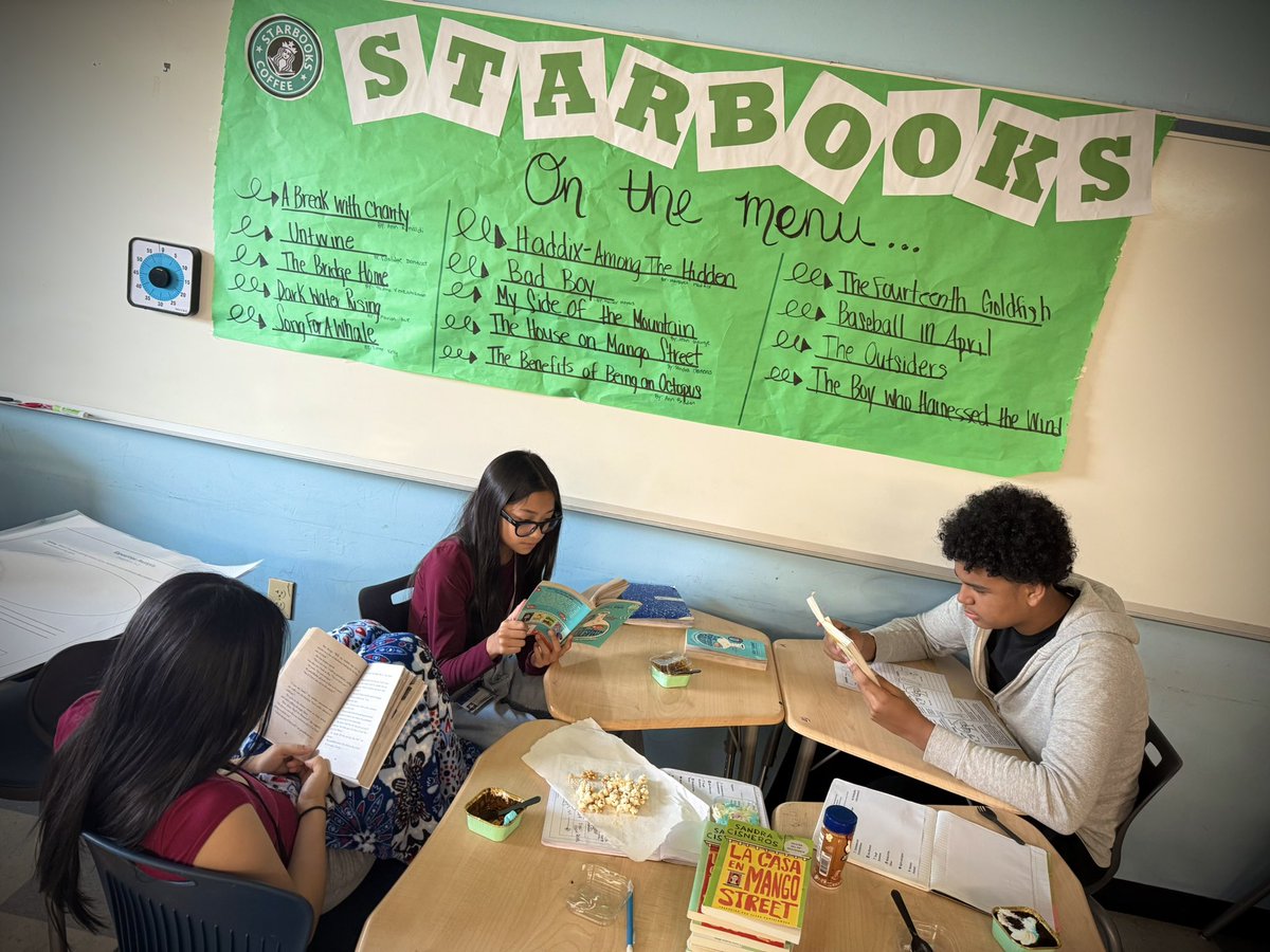 LHernandez7th's tweet photo. Snacks? Check. Books? Check. 7th grade book clubs? In full force! Loving every second of watching our readers fall head over heels for stories. Happy Friday, lit fam! #BookClubMagic #7thGradeReads @LJHMustangs @LamarCISD https://t.co/eFlKPADWDy