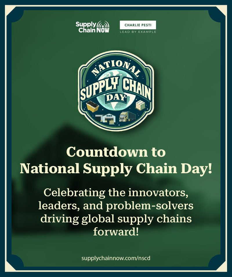 National Supply Chain Day ® (@nationalscday) on Twitter photo ⏳ Just 4 days to go!
#NSCD2025 is this Tuesday at 12 PM EDT, and we’re going LIVE 🎥
Celebrate the supply chain pros who keep the world moving—plus special guests and surprises!
📺 Watch here: bit.ly/4jA0Nos
<a href="/_supplychainnow/">Supply Chain Now</a> ⏳ Just 4 days to go!
#NSCD2025 is this Tuesday at 12 PM EDT, and we’re going LIVE 🎥
Celebrate the supply chain pros who keep the world moving—plus special guests and surprises!
📺 Watch here: bit.ly/4jA0Nos
<a href="/_supplychainnow/">Supply Chain Now</a>