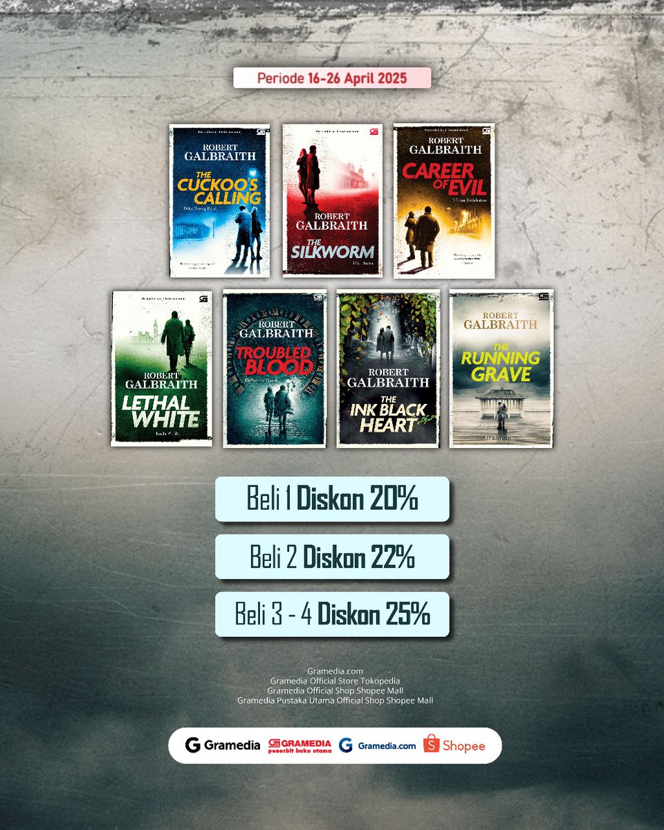 fiksigpu's tweet image. Buku ketujuh seri Cormoran Strike akan membawamu ke pedalaman Norfolk dan menyusup ke sekte! 😧 Bahaya apa yang menanti duo partner detektif Strike dan Robin kali ini?
✨Special Offer hingga 26 April 2025✨
Ayo lengkapi koleksimu! 
#cormoranstrike #detective