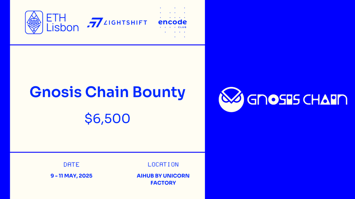 ETHLisbon ๐ต๐น (@ethlisbon) on Twitter photo ๐ฆ <a href="/gnosischain/">Gnosis Chain ๐ฆ</a> bounties - $6.5k up for grabs
Fast, low-cost, and fully EVM-compatible - Gnosis is all about real-world DeFi.
๐ช Gnosis Pay x Aave
๐ค AI agent for DeFi strategy
๐ Cross-chain top-ups for <a href="/gnosispay/">Gnosis Pay ๐ฆ๐ณ</a>
DeFi devs, this oneโs yours ๐ ๐ฆ <a href="/gnosischain/">Gnosis Chain ๐ฆ</a> bounties - $6.5k up for grabs
Fast, low-cost, and fully EVM-compatible - Gnosis is all about real-world DeFi.
๐ช Gnosis Pay x Aave
๐ค AI agent for DeFi strategy
๐ Cross-chain top-ups for <a href="/gnosispay/">Gnosis Pay ๐ฆ๐ณ</a>
DeFi devs, this oneโs yours ๐