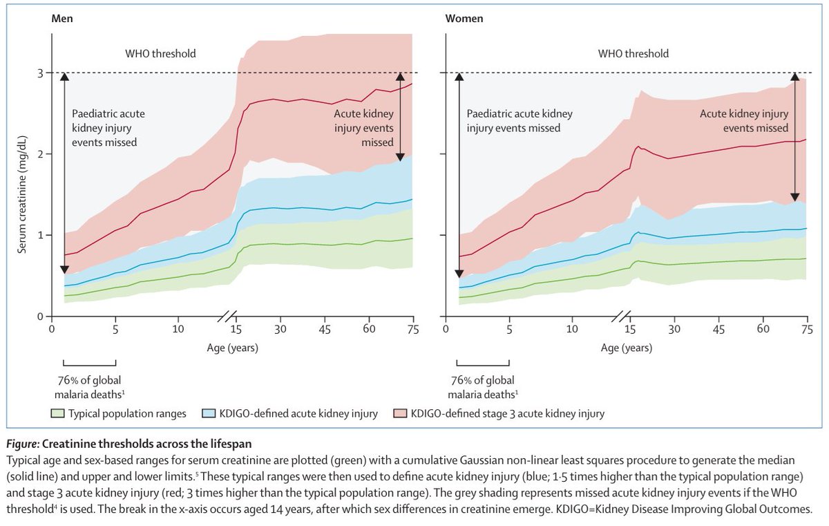 Int Society of Nephrology (@isnkidneycare) on Twitter photo 5️⃣
🔍Kidneys unseen in severe malaria?
🫘AKI in severe malaria = 45% adults, 25-49% children
🧪<a href="/WHO/">World Health Organization (WHO)</a> defn: Creat >3mg/dl or Urea>120mg/dl ▶️3x KDIGO threshold
➡️Missed cases. Upto 98% AKI in children❌!
✴️Adoption of <a href="/goKDIGO/">KDIGO</a> defn➡️Early diagnosis of AKI
🔗 pubmed.ncbi.nlm.nih.gov/38245108/ 5️⃣
🔍Kidneys unseen in severe malaria?
🫘AKI in severe malaria = 45% adults, 25-49% children
🧪<a href="/WHO/">World Health Organization (WHO)</a> defn: Creat >3mg/dl or Urea>120mg/dl ▶️3x KDIGO threshold
➡️Missed cases. Upto 98% AKI in children❌!
✴️Adoption of <a href="/goKDIGO/">KDIGO</a> defn➡️Early diagnosis of AKI
🔗 pubmed.ncbi.nlm.nih.gov/38245108/
