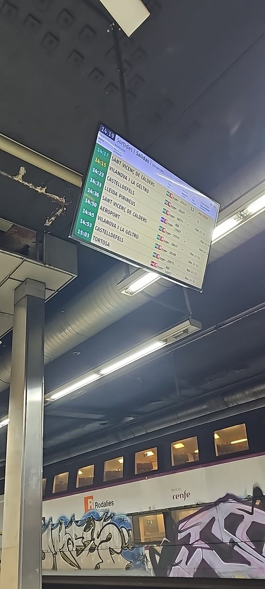 Podeu fer el favor d'informar de l'estat del tren a vilanova de les 14:15? <a href="/rodalies/">Rodalies Catalunya</a>