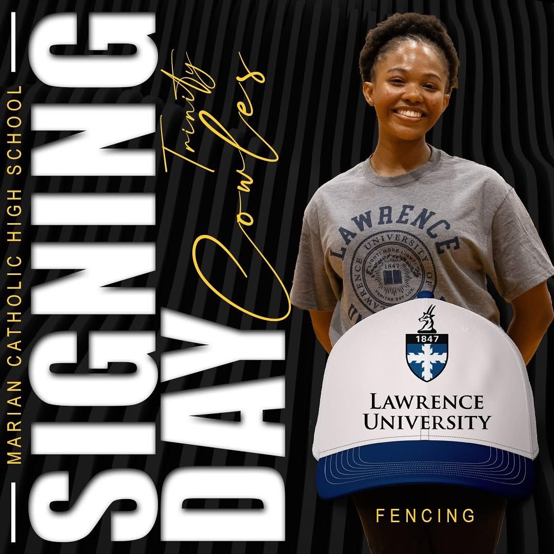 🎉🖤💛🤺 CONGRATS TRINITY!! 🤺 💛🖤🎉
Trinity Cowles signed to Lawrence University to further her academic and fencing career! We’re proud of you!!
#CelebrateMarian #CollegeSigningDay