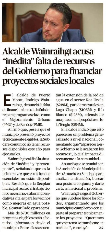 Advertimos sobre esta situación que pone en riesgo proyectos para mejorar la calidad de vida de nuestros vecinos. Como <a href="/AmuchChile/">AMUCH - Asociación de Municipalidades de Chile</a> pediremos al Gobierno que nos explique esta inédita situación, y que busquemos la forma de que las comunas no se vean afectadas. #PuertoMontt