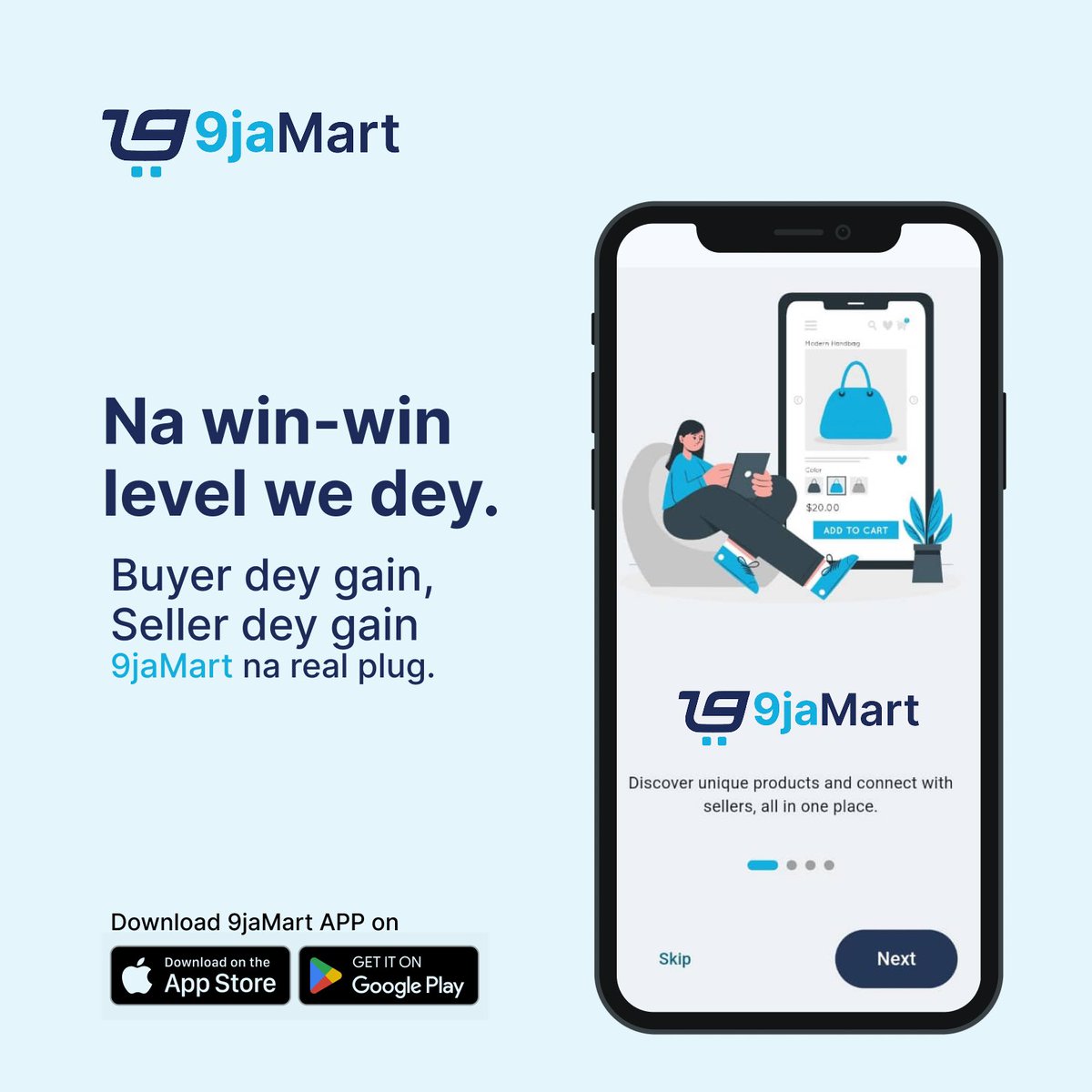 9ja_Mart's tweet photo. Shop smart, sell smart! With 9jaMart, everybody dey win. Download the app now and experience the real plug for buyers and sellers. 

#9jaMart #NaWinWinLevel #ShopNaija https://t.co/CisUDjRUao