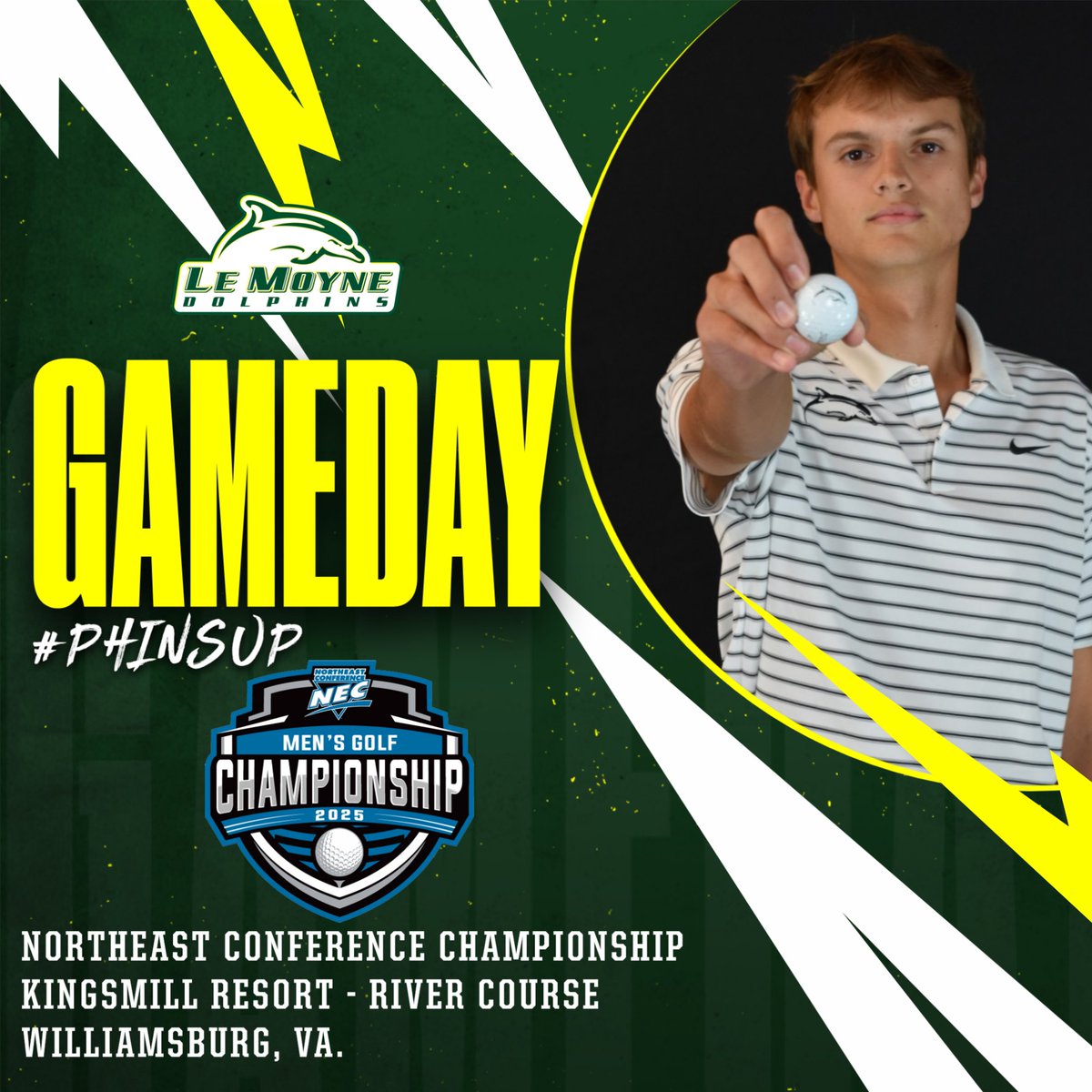 We’re in sixth place heading into the second round of the conference championship!

🆚 Northeast Conference Championship - Day Two
⏰ 9:30 AM
⛳️ Kingsmill Resort’s River Course – Williamsburg, Va.
📊scoreboard.clippd.com/tournaments/23…
📜lemoynedolphins.com/news/2025/4/23…