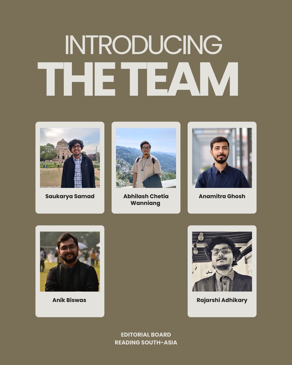 readingSAsia's tweet image. Introducing the team:
Our editorial team comprises Doctoral scholars from institutions such as the University of Delhi, University of Calcutta, and University of Heidelberg.
