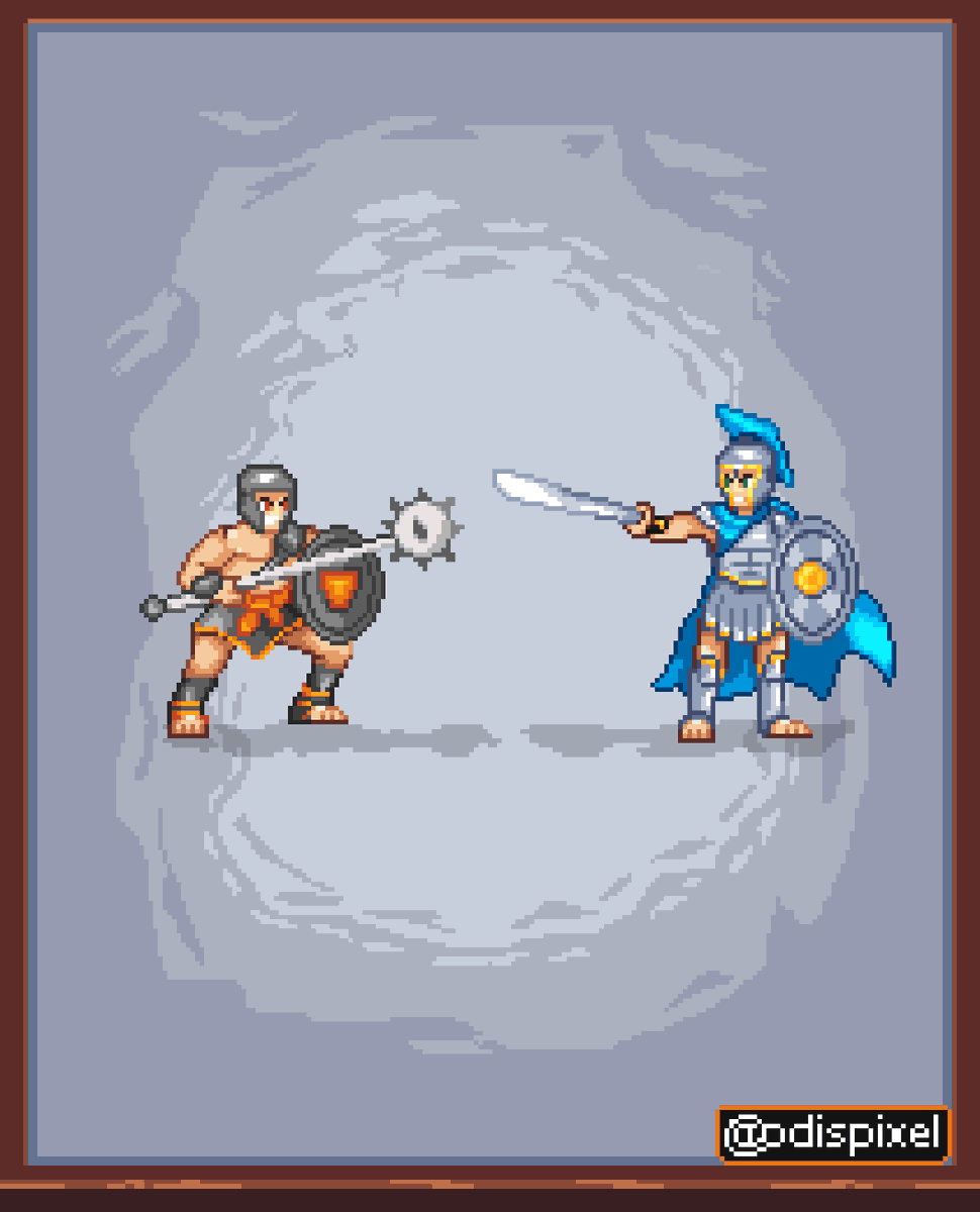 odispixel's tweet photo. Roman Soilder  vs Barbarian Pixelart series . Done using Aseprite.
#aseprite #pixelart #ドット絵 #IndieGameDev https://t.co/C3UFKGz3uK