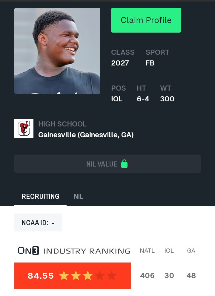 Agtg I am Blessed to be ranked as a 3 Star on <a href="/247Sports/">247Sports</a> and <a href="/On3sports/">On3</a>  But jobs not finished