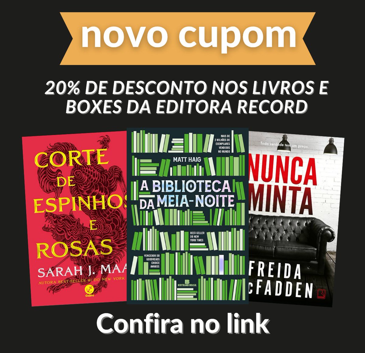 promosdelivro's tweet photo. 🚨 Novos Cupons

📚 20% OFF em Livros e Boxes da Record do link 🎟️ Aplique o cupom de 20% OFF abaixo do preço
➡️ https://t.co/Zv7dhKLFAb

📚 30% OFF em Livros Selecionados do link:🎟️ Use o cupom LIVROS30
➡️ https://t.co/Ym6FtxLrhA https://t.co/9ubBOMRDdE