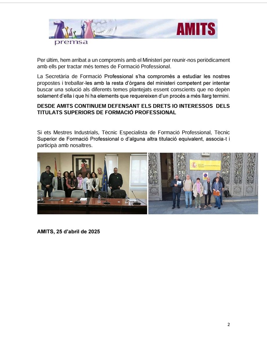 Reunión <a href="/asociacionamits/">Asociación AMITS</a> @redptfp
y Ministerio de Educación, FP y Deportes.