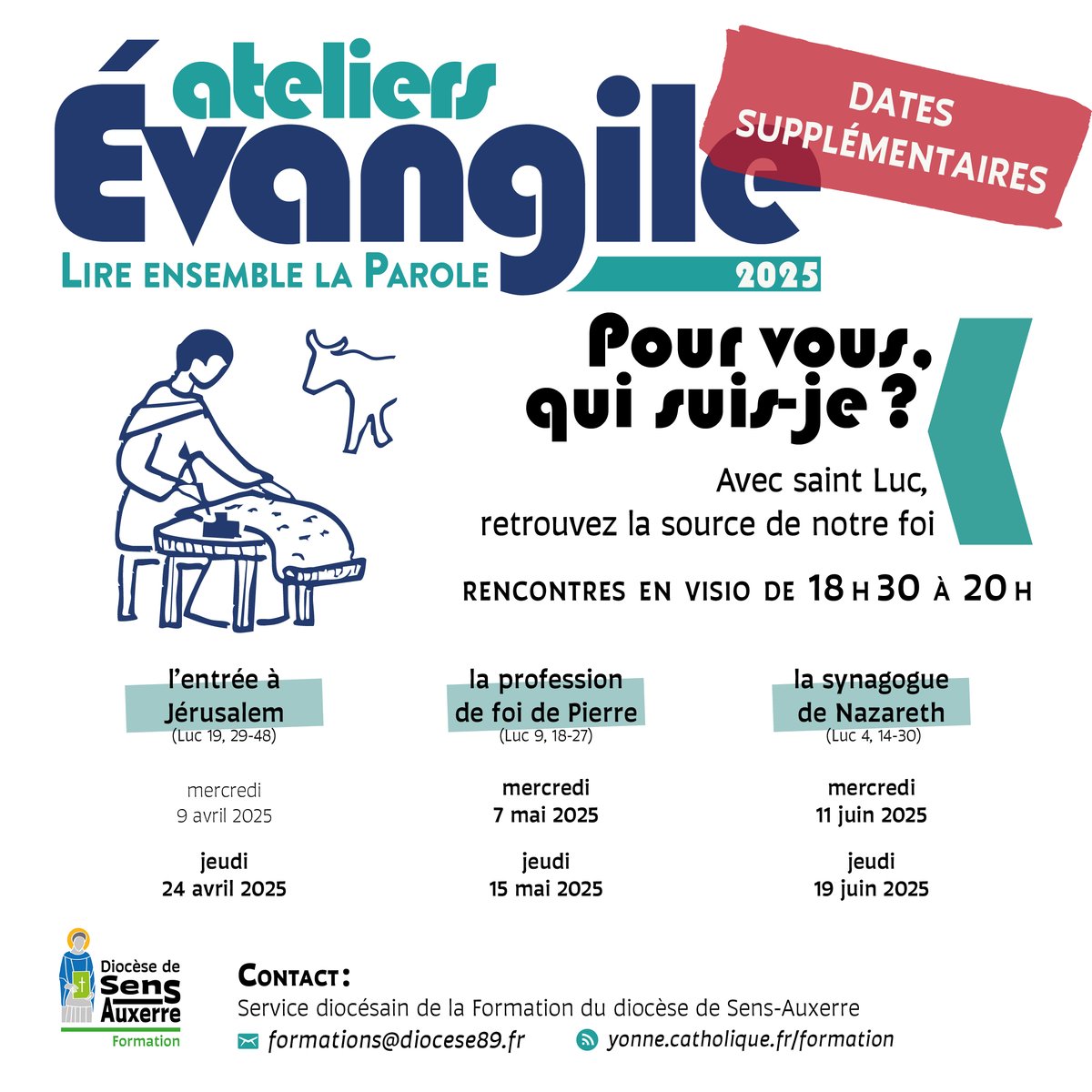 J-5 avant la prochaine visio des ateliers Évangile 2025. L'Évangile abordé sera la profession de foi de Pierre. Pour la suivre ➡ yonne.catholique.fr/formation/actu…