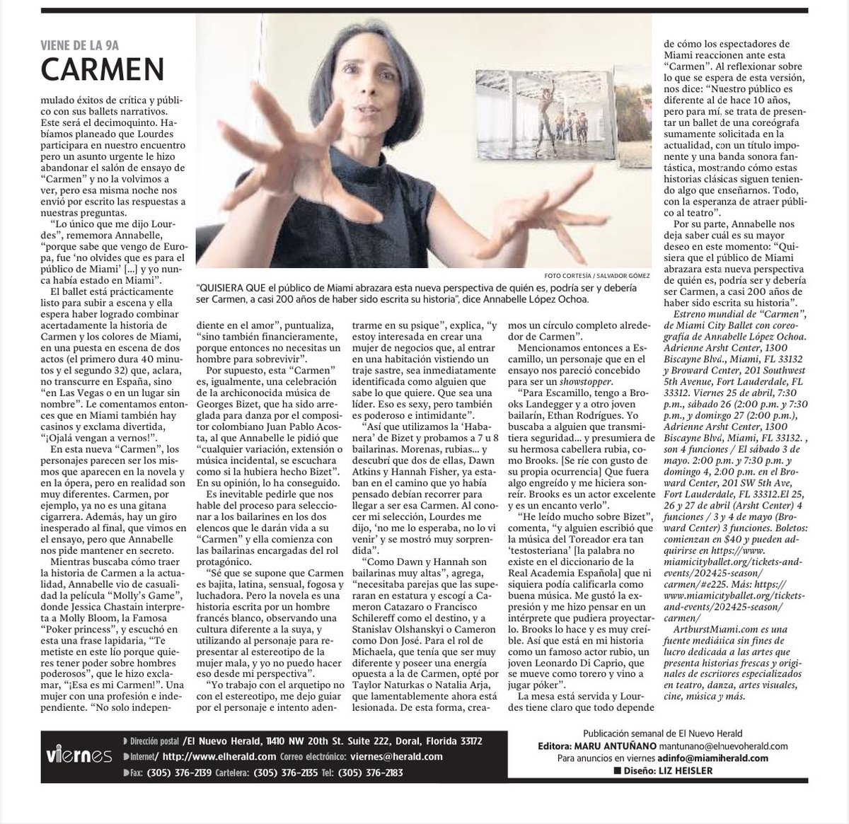 Para los que prefieren la versión impresa… así aparece hoy <a href="/elnuevoherald/">el Nuevo Herald</a> mi artículo <a href="/artburstmiami/">ARTBURST</a> sobre el estreno mundial de la “Carmen” de #AnnabelleLópezOchoa para <a href="/MiamiCityBallet/">Miami City Ballet</a>  #ballet <a href="/ArshtCenter/">Adrienne Arsht Center</a> @Lourdi5258 <a href="/maruantunano/">Maru Antuñano</a> <a href="/MiamiDadeArts/">MDC Cultural Affairs</a>   <a href="/casadanza1/">casadeladanzalogroño</a> <a href="/DanzadanceOrg/">DANZADANCE ORG</a>