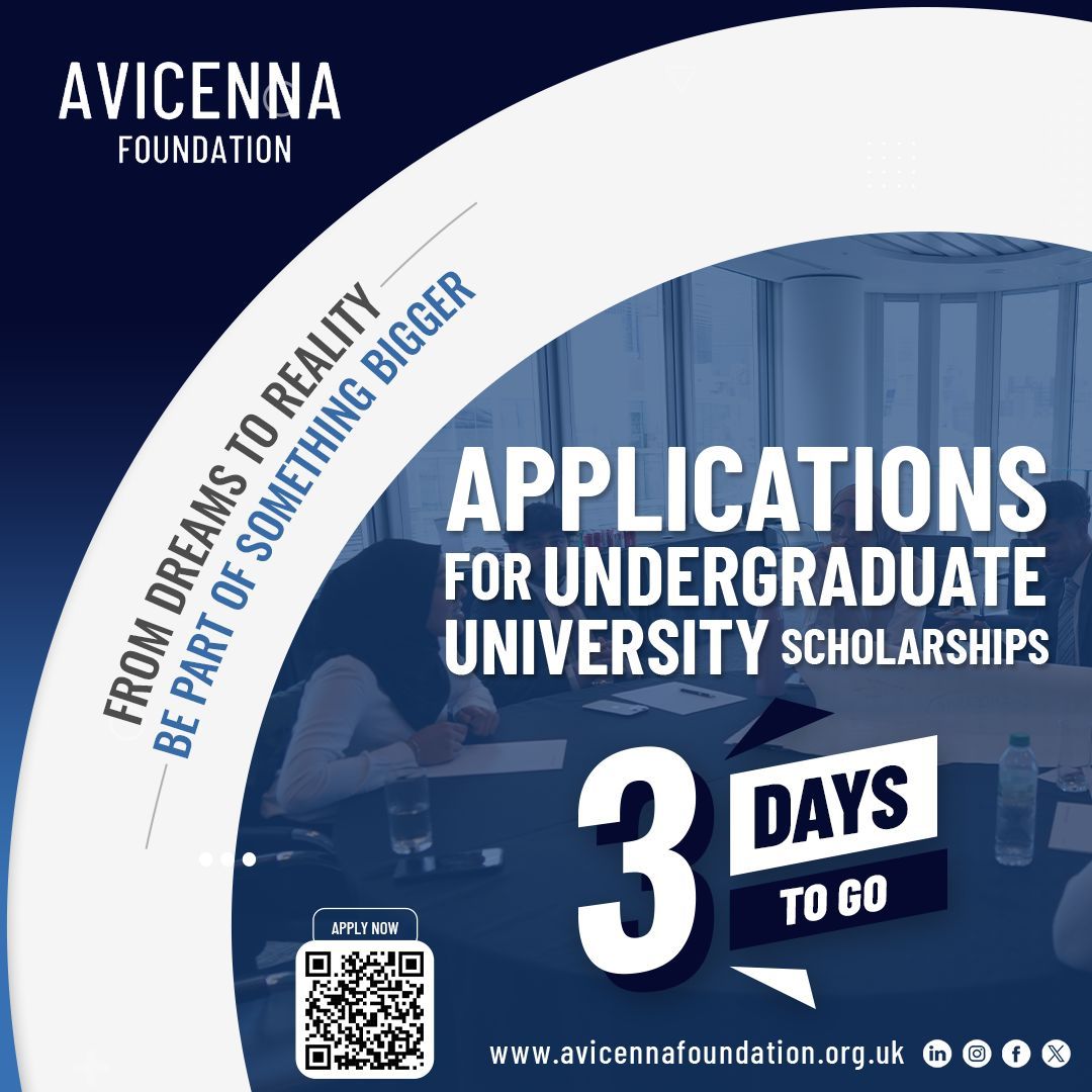 🚀 3 days left to apply!

This is your sign to go for it! 💡

✅ If you’re ambitious, driven, and eager to grow, the Avicenna Foundation is for you. Join a community that will elevate your journey!

🔗 Apply now: buff.ly/UP8yueM 

#Scholarships #Education #Growth