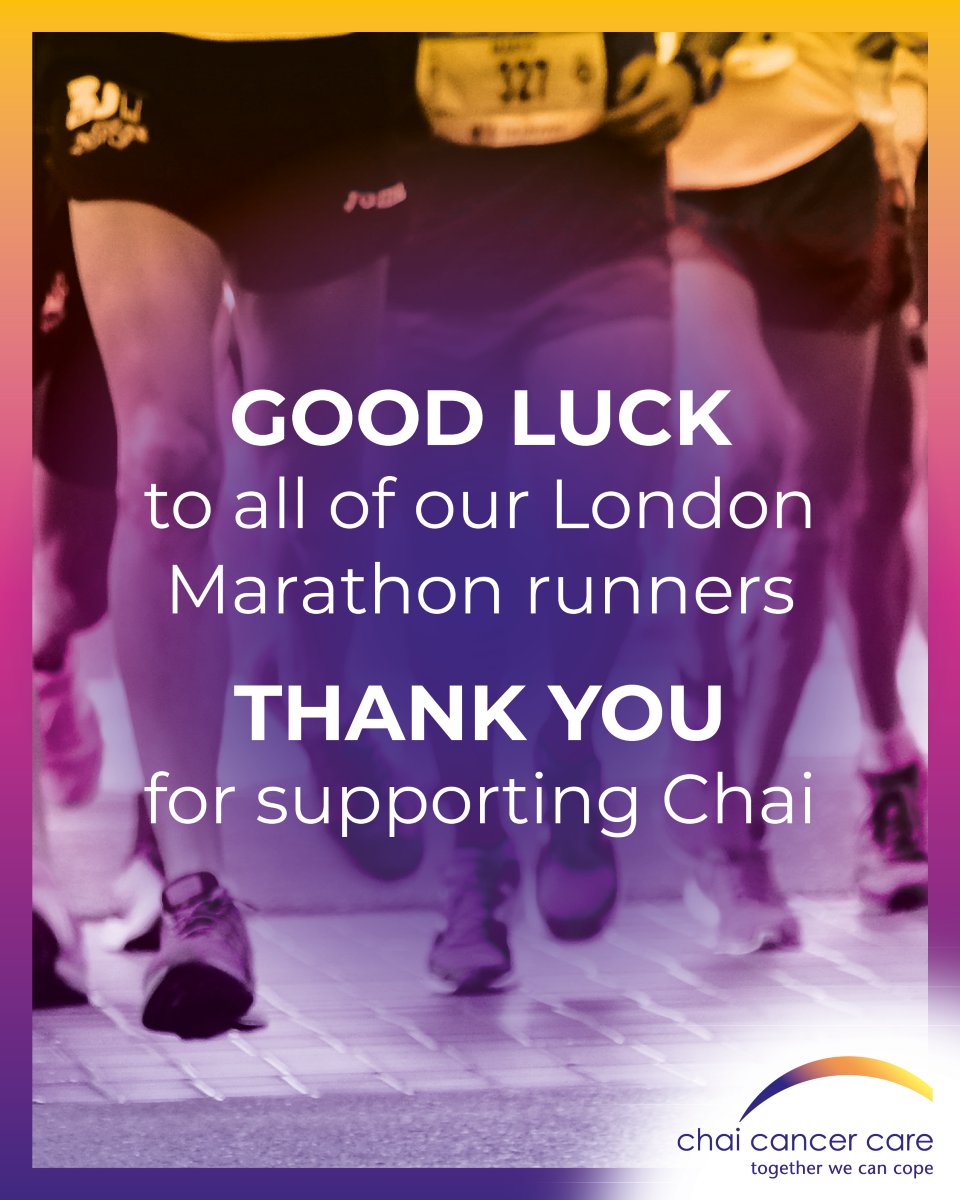Wishing our incredible Chai 2025 team all the luck and strength for the marathon this Sunday!

Huge thanks to our amazing runners and to everyone who’s supported them along the way. We can’t wait to cheer you on all the way to the finish line! 🏃‍♀️🏃‍♂️💛.