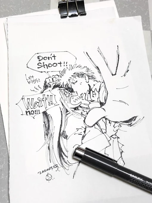 #みなさん5年前の今頃はどんな絵描いてましたか

なんかのタグで描いたっぽいヤツ出てきたw
#日下くんそれセクハラです
#アナログ 