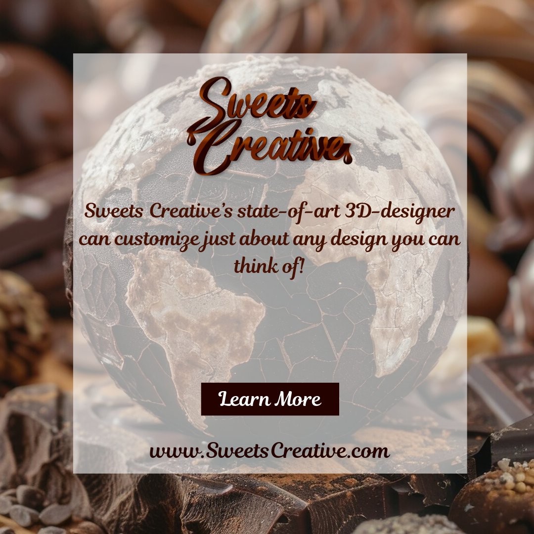 SweetsCreative's tweet image. Design your own vitamin-enriched chocolate with Sweets Creative — the only online portal that lets you customize fortified sweets using cutting-edge 3D printing and design tech. Creativity meets nutrition, hassle-free.

Unforgettably sweet. Uniquely yours.
SweetsCreative.com