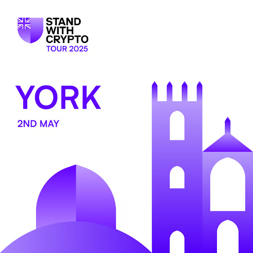 Stand With Crypto UK Tour will be in York for UK Fintech Week! 🇬🇧

The movement to establish the UK as a leader in Web3 innovation continues - and our next stop is York!

Join us at York University
→ 2nd May
→ 1PM - Event starts - 3 PM - Pizzas and networking
→ Register for