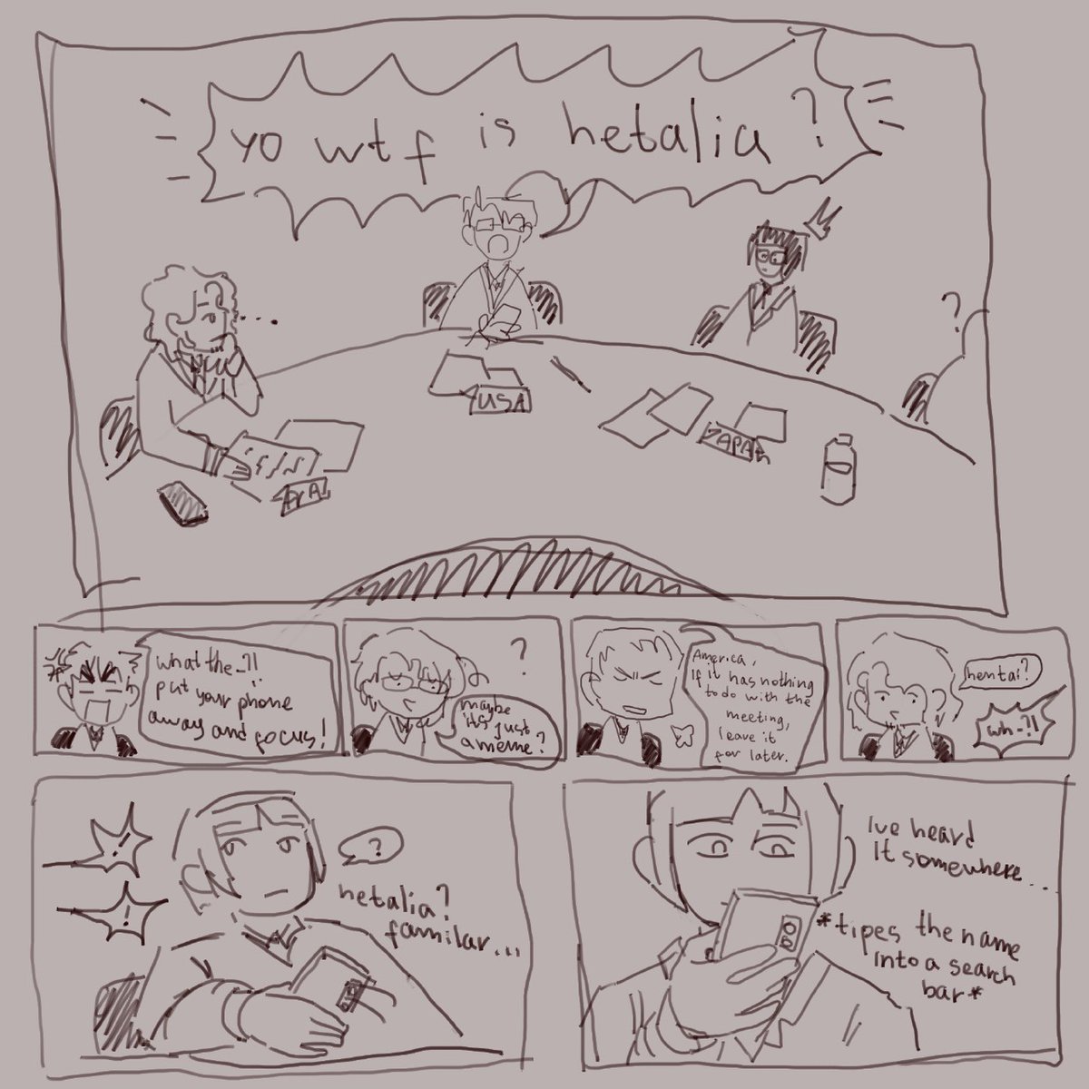 NeTinowm's tweet photo. i had a very nice idea for the story and their reaction but  was too lazy to finish so ill eat ass and do nothing maybe ignore it please but ill tag ❓ #hetalia #ヘタリア https://t.co/74xRkX3C7b