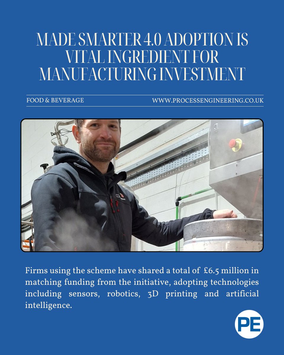 Industrial mentoring organisation Made Smarter reports that small to medium sized manufacturers in the North West have invested £22 million in technology under its adoption programme, with food and drink firms prominent among the latest recruits.

More: processengineering.co.uk/article/209490…