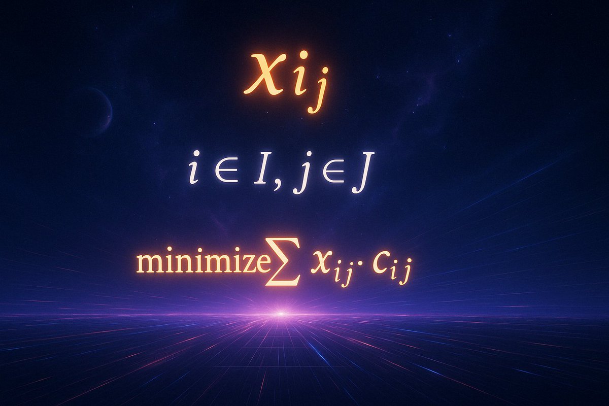 Ever wondered why xᵢⱼ, i, and j show up so often in optimization models? What do these symbols actually mean?
Check out my latest blog post 👇
🔗 bit.ly/3GsKMBK

#Optimization #OperationsResearch #Logistics
