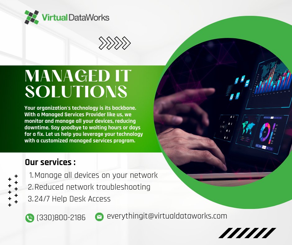 VDataworks's tweet image. Struggling with device storage issues? Virtual DataWorks Managed IT services can help! 

Our experts ensure your devices have the optimal storage capacity, keeping your digital life running smoothly. 

Learn More: 1l.ink/S8MJQ8F

#ManagedIT #StorageSolutions #AkronMSP